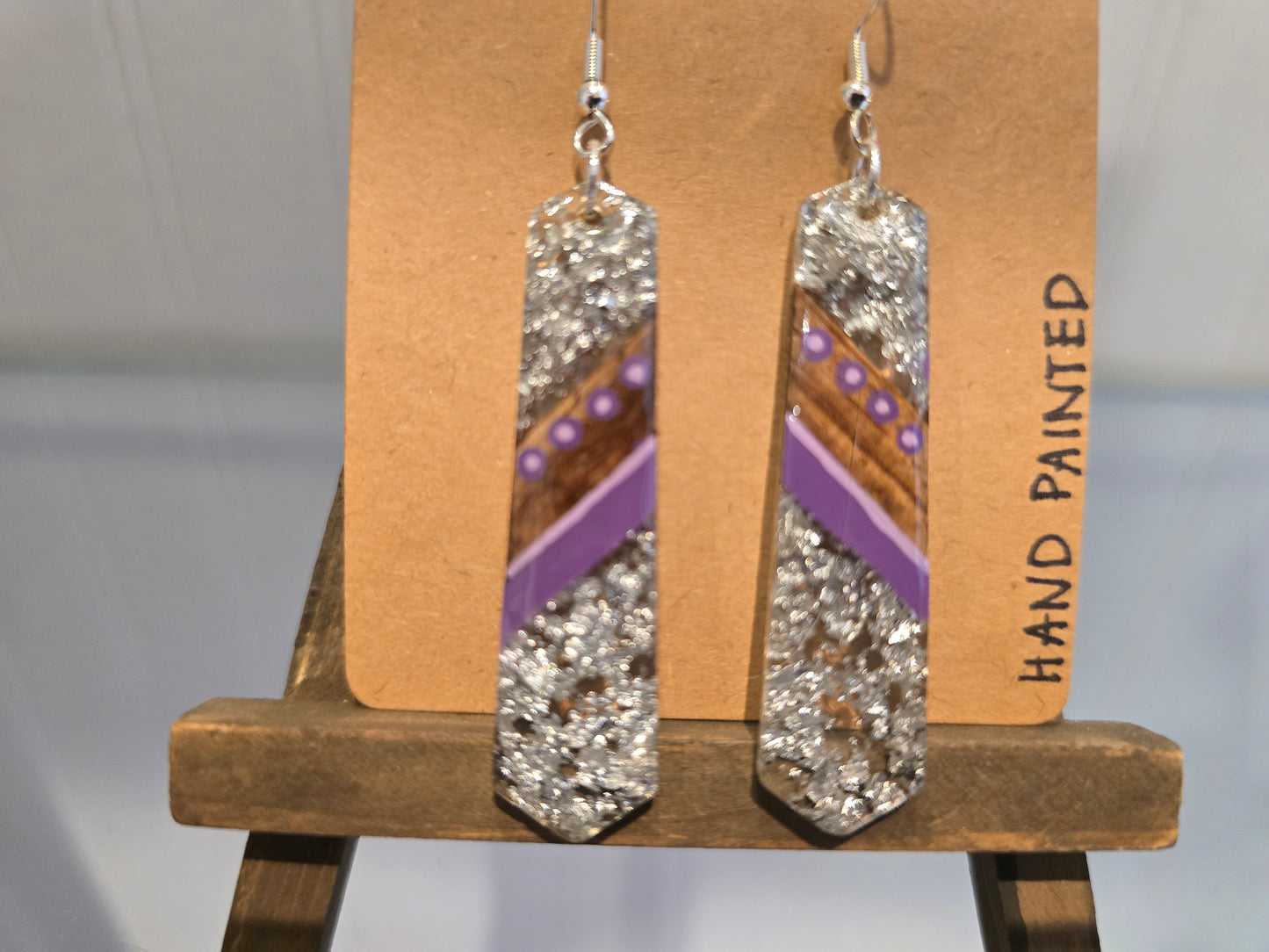 Purple Abstract Painted Earrings