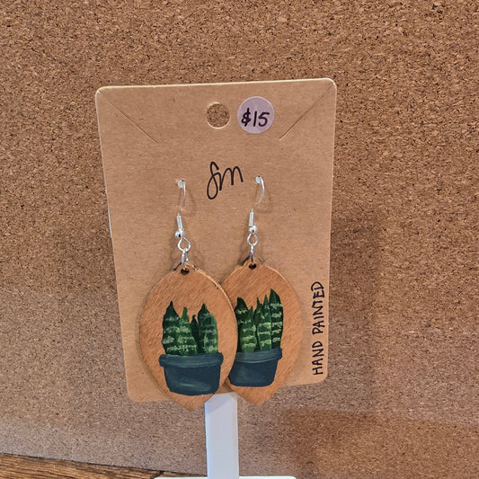Houseplant Painted Earrings