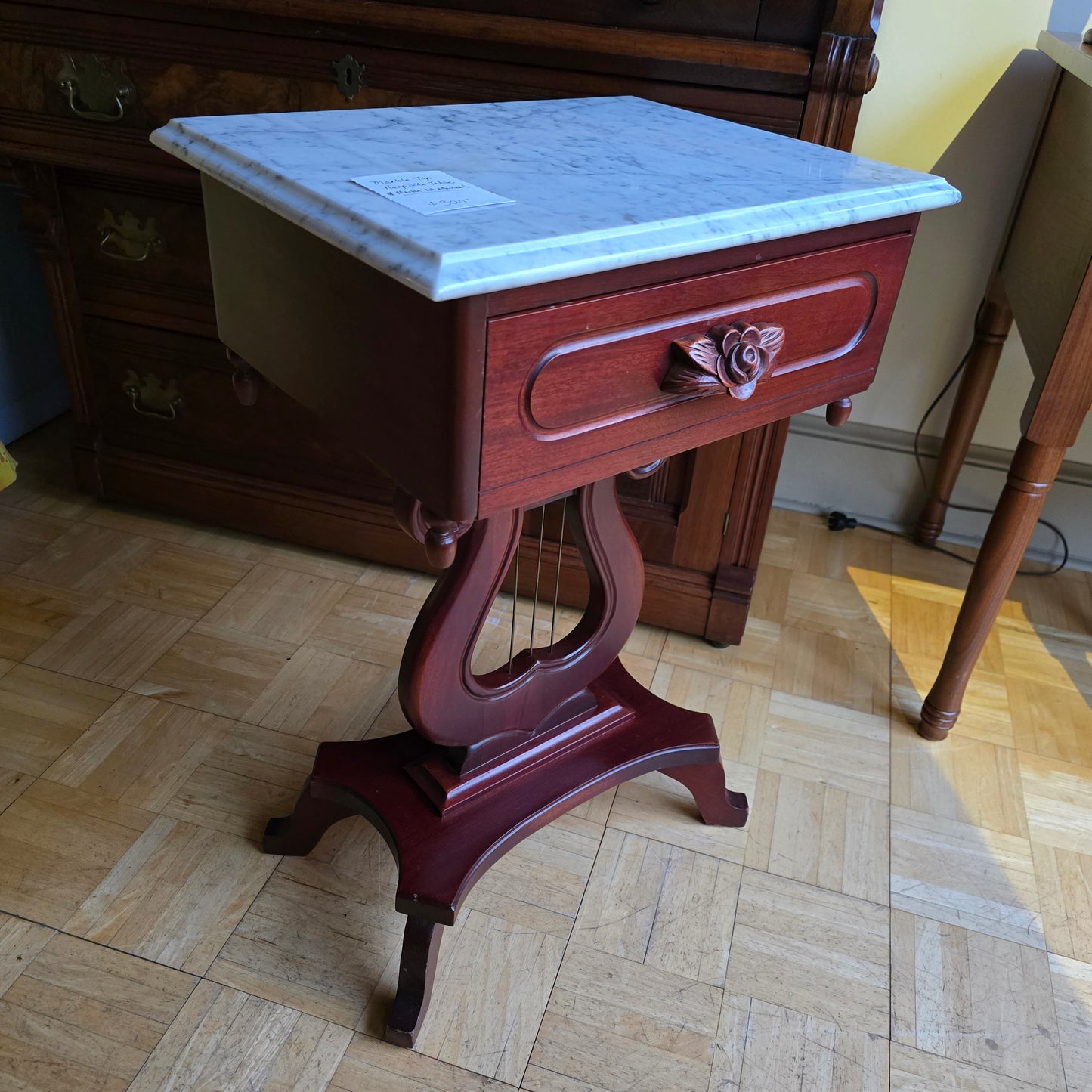 Marble Top Harp Side Table