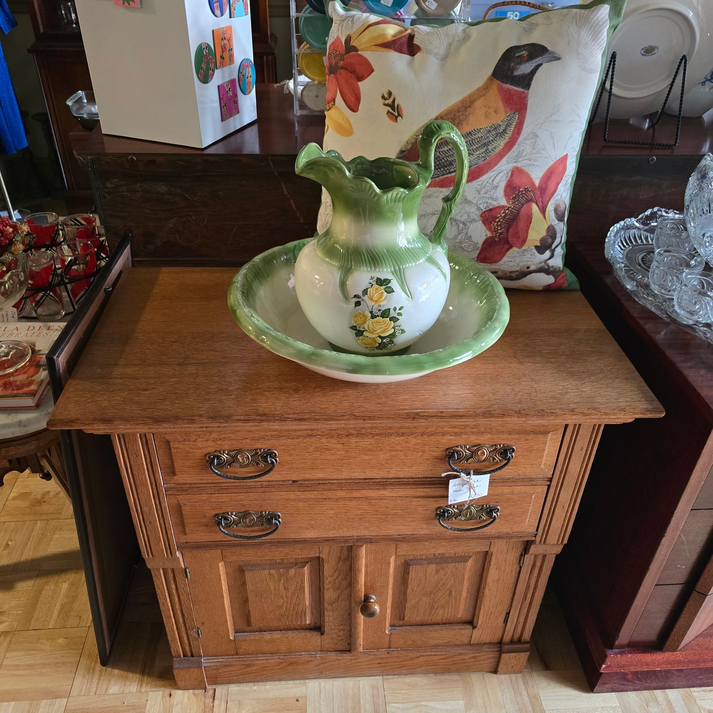 Green Wash Bowl and Pitcher