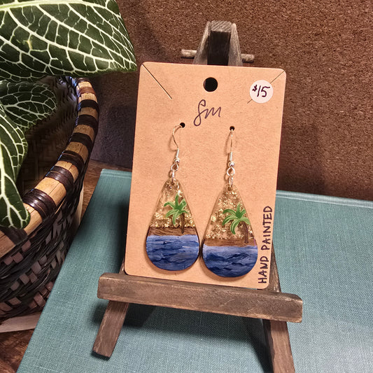 Palm Tree Painted Earrings