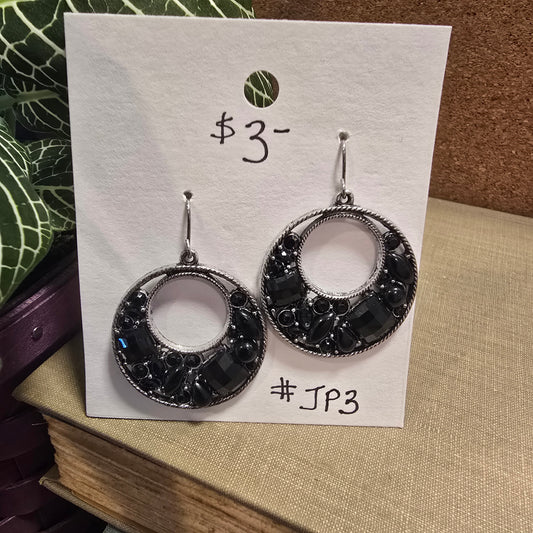 Black Circle Earrings