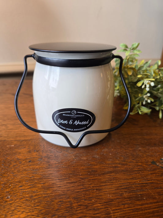 Linen & Ashwood Butter Jar Candle