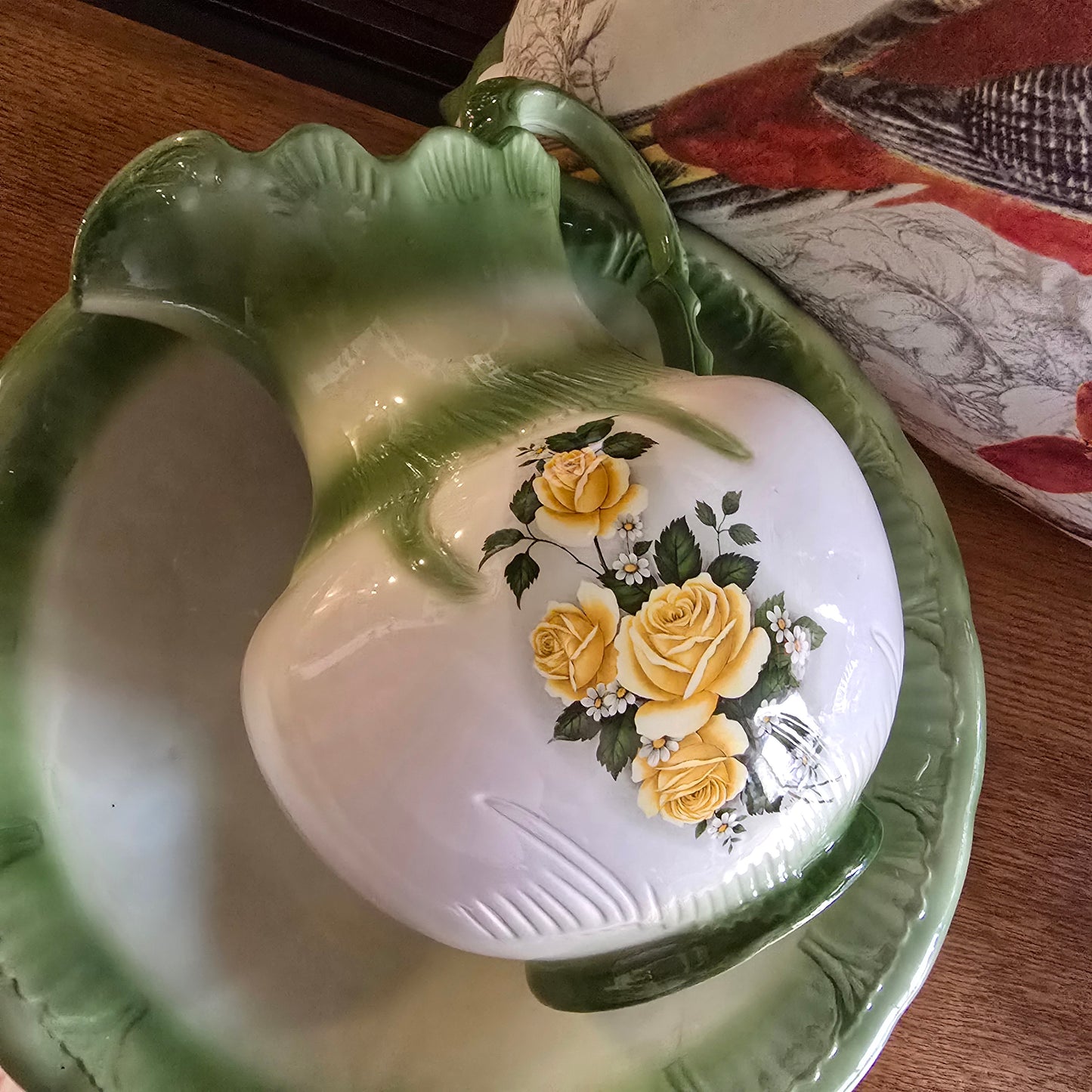 Green Wash Bowl and Pitcher