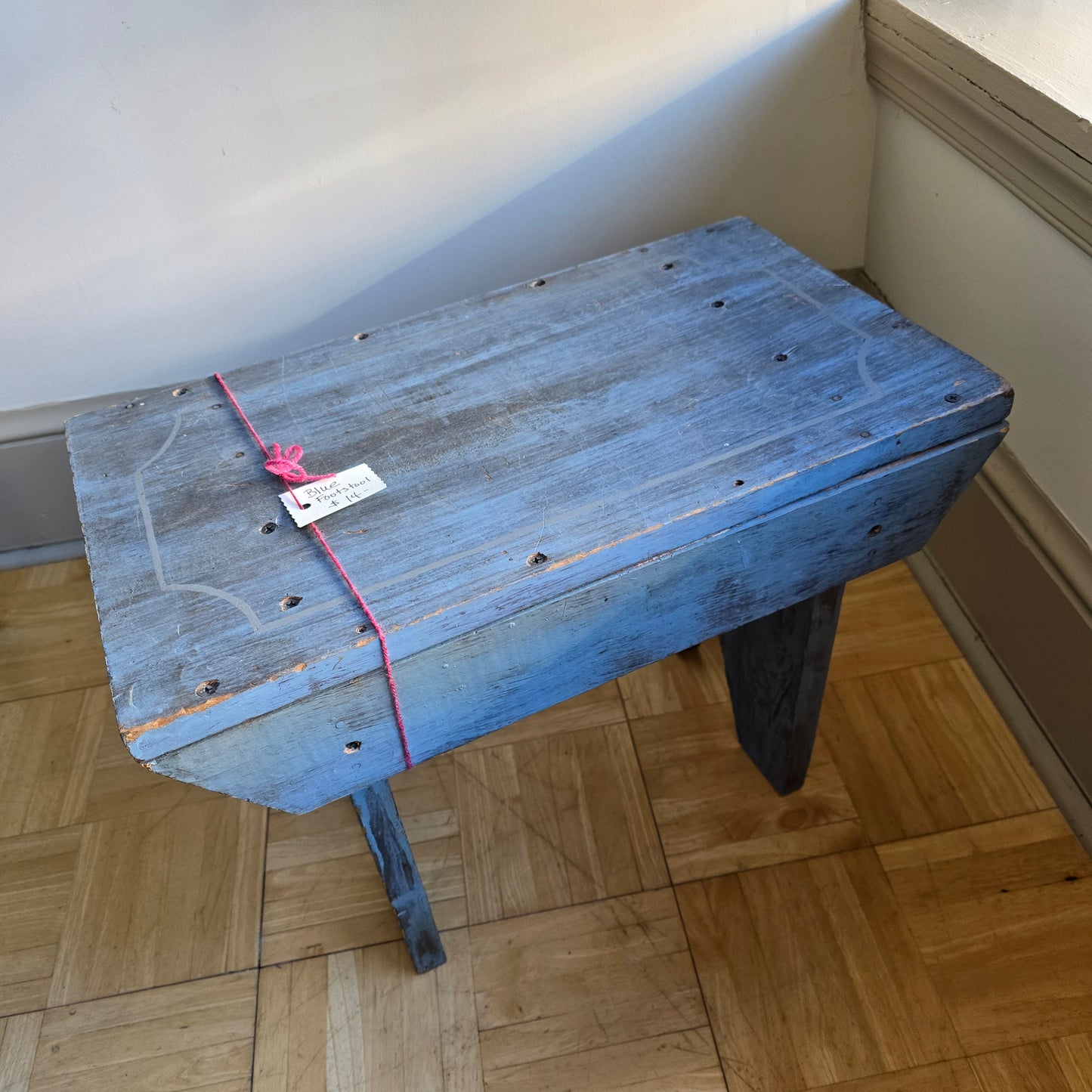 Blue footstool