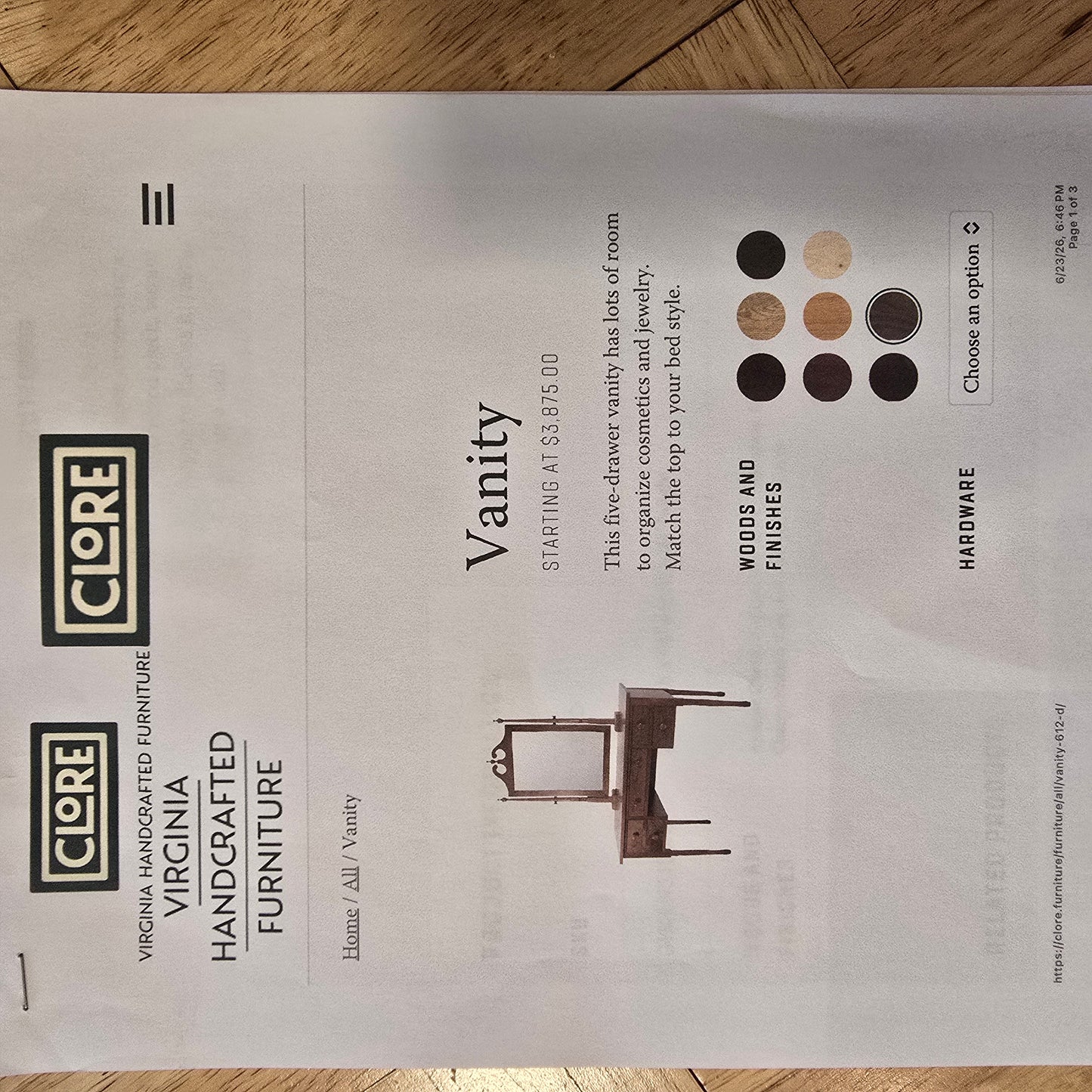 Clore Vanity Set