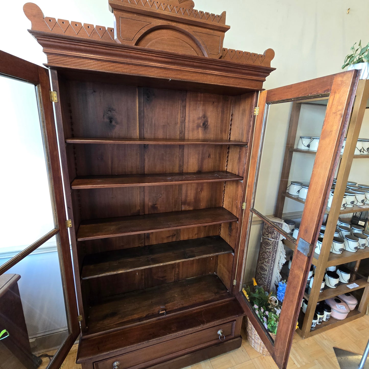 Antique Glass Front Bookcase