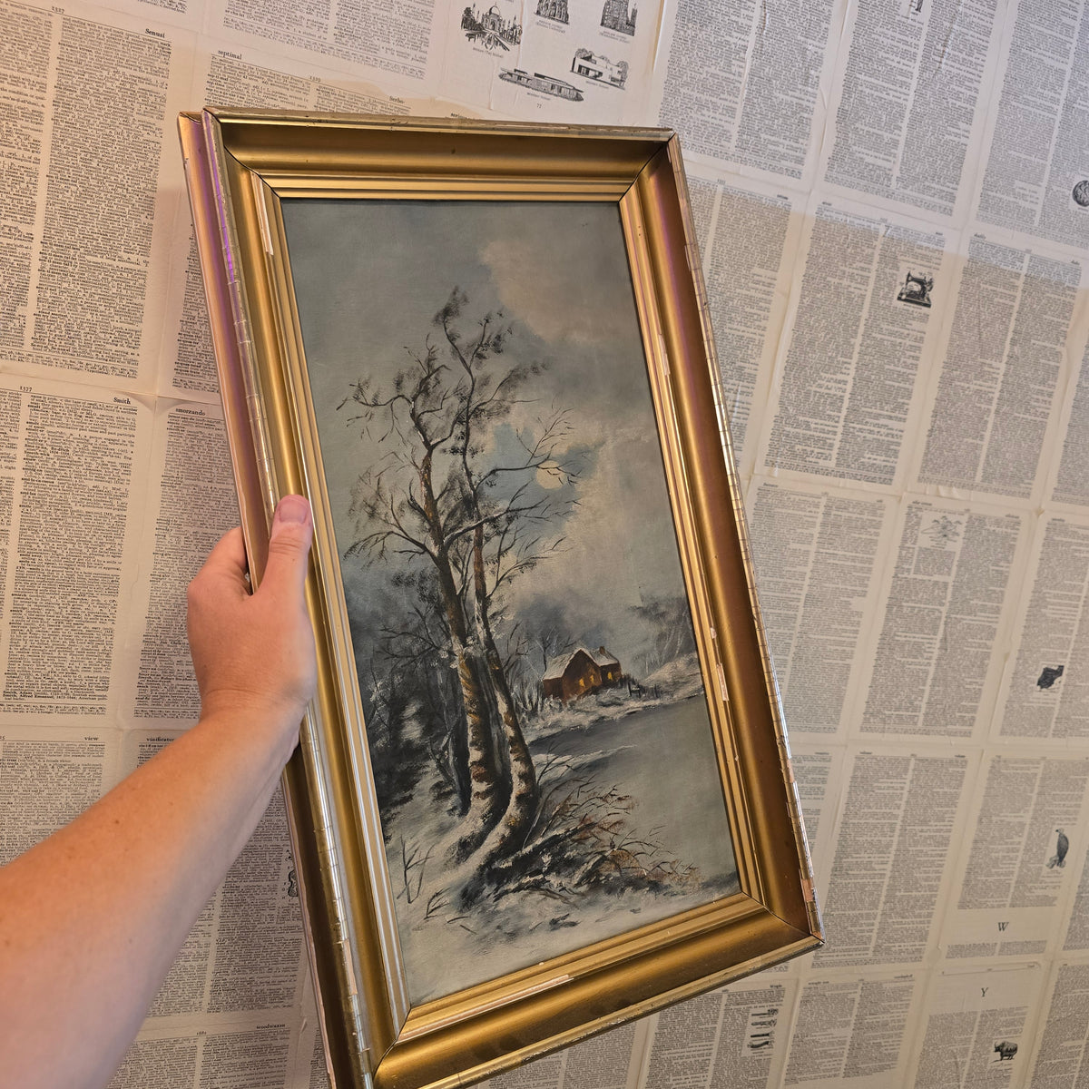 Snowy Cabin Art