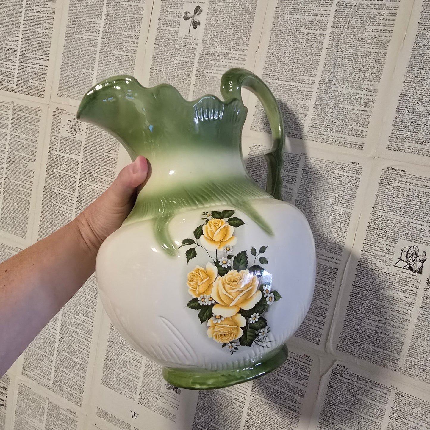 Green Wash Bowl and Pitcher